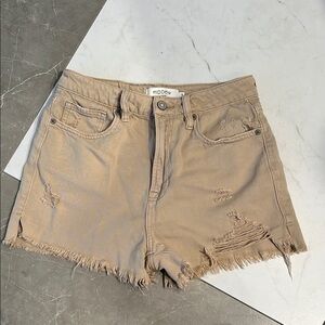 Women's Tan Distressed Shorts